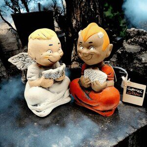 Vintage Gabriel & Lucifer Figurines Angel Devil KMH 1994 Playing Cards Halloween